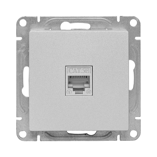 Механизм розетки RJ45 (cat5), алюминий Эпика EKF