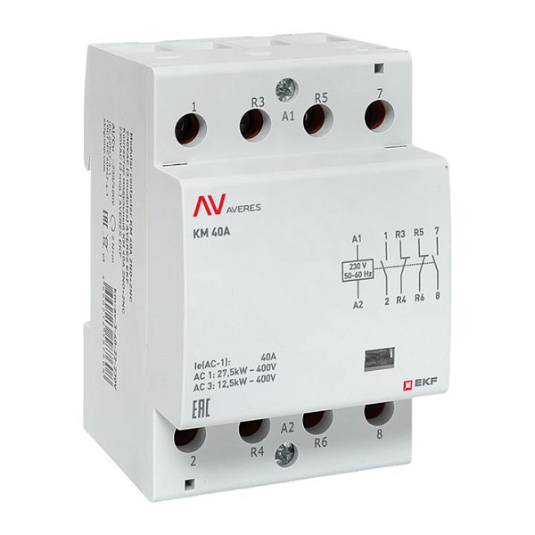 Контактор модульный КМ 40А 2NO+2NC 230В АС (3 мод.) AVERES EKF