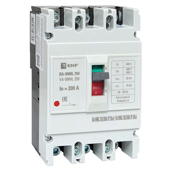 Автоматический выключатель ВА-99МL 250/200А 3P 20кА EKF Basic