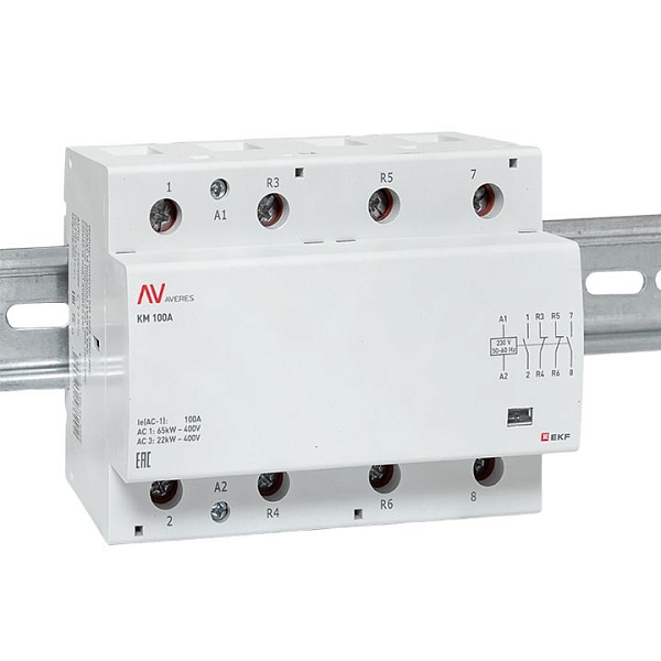 Контактор модульный КМ 100А 2NO+2NC 230В АС (6 мод.) AVERES EKF