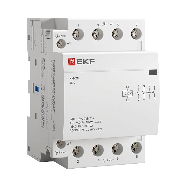 Контактор модульный КМ 20А 4NO 230В АС (3 мод.) PROXIMA EKF