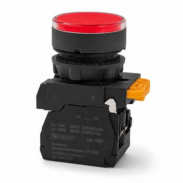 Кнопка SB-27 плоская без фиксации c подсветкой 24V DC 1NO красная IP65 EKF