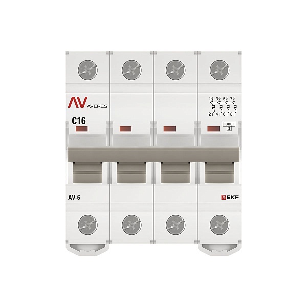 Выключатель автоматический AV-6 4P 16A (C) 6kA EKF AVERES