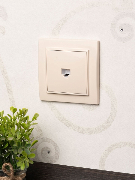 Розетка RJ-45 1-мест. СП бежевый Минск EKF