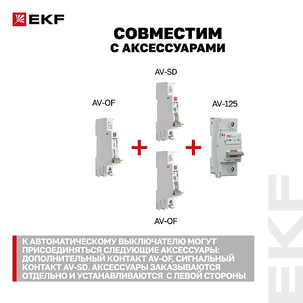 Выключатель автоматический AV-125 2P 100A (C) 10kA EKF AVERES