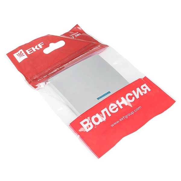 Валенсия лицевая панель выключателя 1-кл. с индикатором 10А сталь EKF