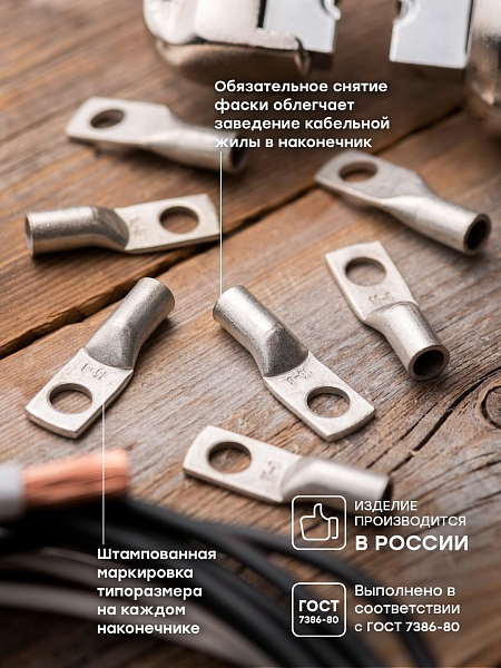 Наконечник медный луженый ТМЛ 16-8-6 EKF PROxima