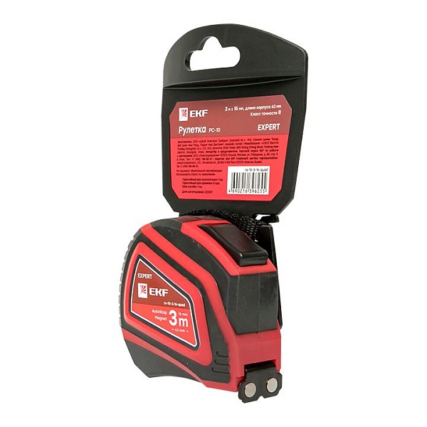 Рулетка измерительная РС-10 (3 м х 16 мм) Autostop Магнит EKF Expert