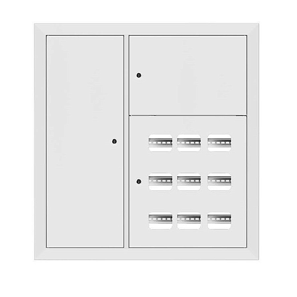 Щит этажный 9 кв. RAL9003 3 окна в ряд по гориз. слаботочный отсек слева (1000x950x150) EKF PROxima