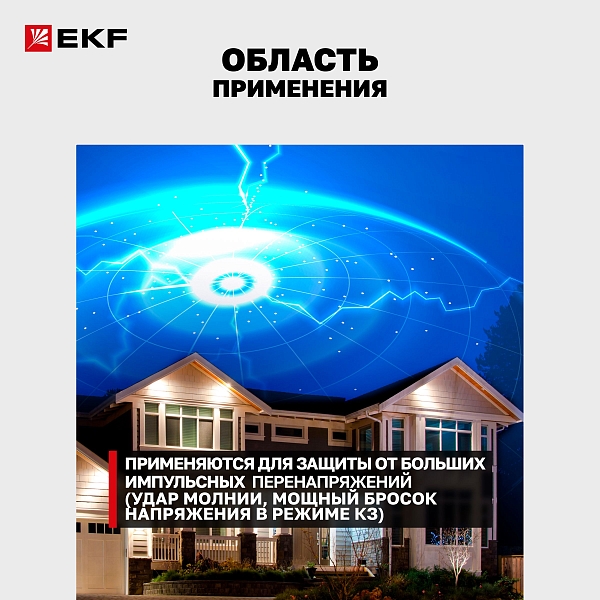 Устройство защиты от импульсных перенапряжений Класс 1 Iimp 25kA (10/350μs) 2P EKF