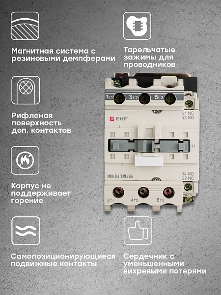 Контактор КМЭп-5 50А 1NO+1NC 24В DC EKF