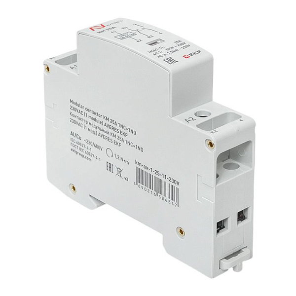 Контактор модульный КМ 25А 1NO+1NC 230В АС (1 мод.) AVERES EKF