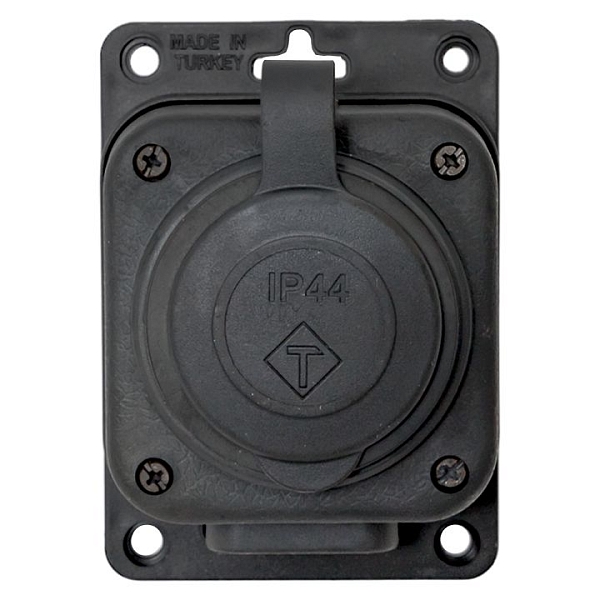 Роз. одномест. с защит. крышкой каучуковая 230В 2P+PE 16A IP44 EKF PRO