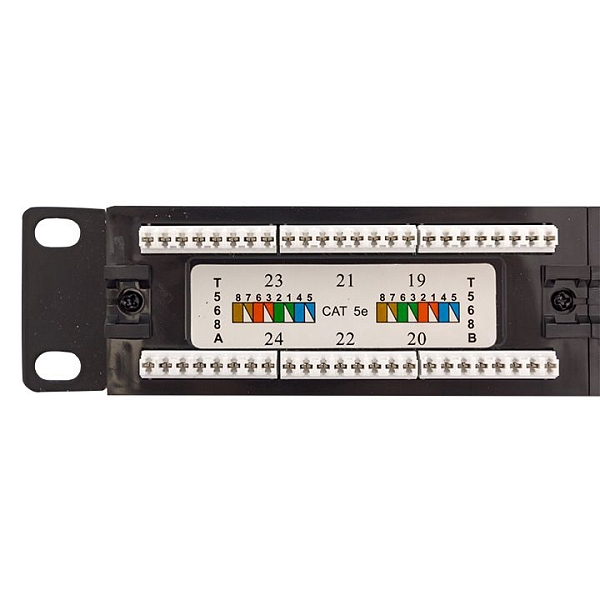 Патч-панель TERACOM PRO 19'' Cat.5E 1U неэкранированная UTP 24 порта RJ-45 Dual IDC