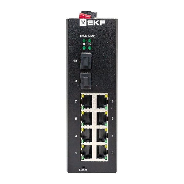 Промышленный управляемый коммутатор уровня L2 TSX-ML2-2GX/SFP-8GT, 2 порта 1000Base-X SFP, 8 портов 10/100/1000Base-T(X) RJ45, монтаж на динрейку TSX EKF