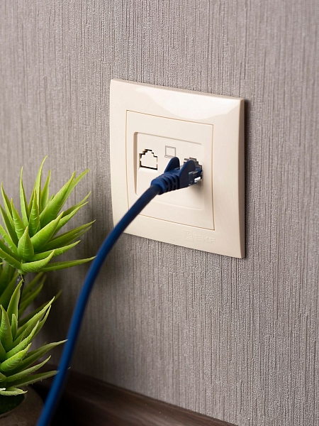 Валенсия розетка компьютерная RJ-45 1-местная кремовая EKF