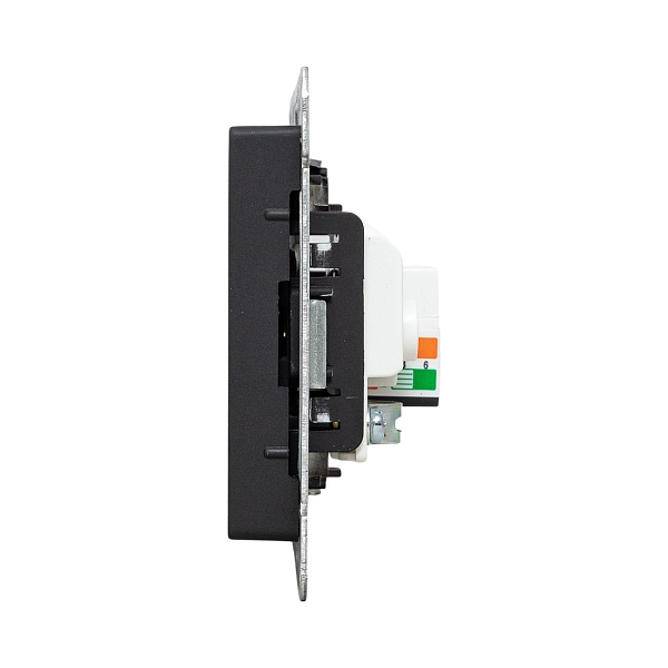 Механизм розетки TV+RJ45 (cat5), чёрный Эпика EKF