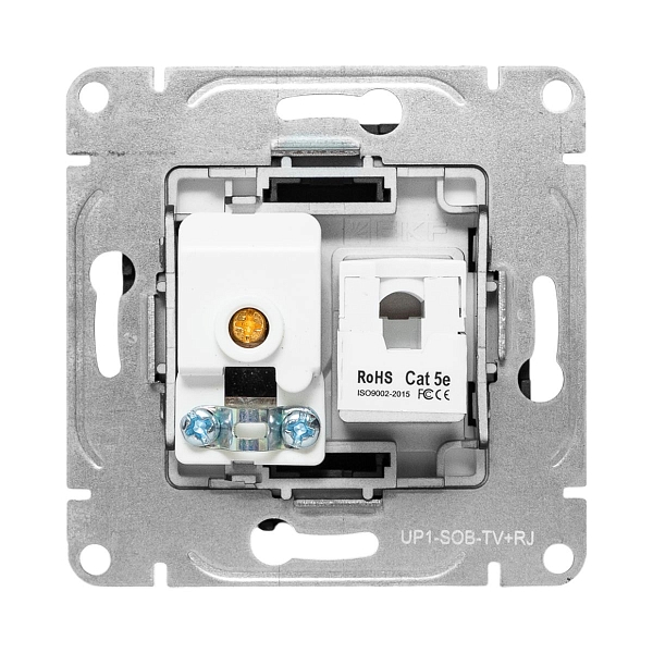 Механизм розетки TV+RJ45 (cat5), чёрный Эпика EKF