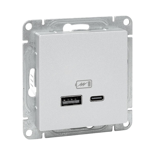 Механизм розетки USB-A+С, алюминий Эпика EKF