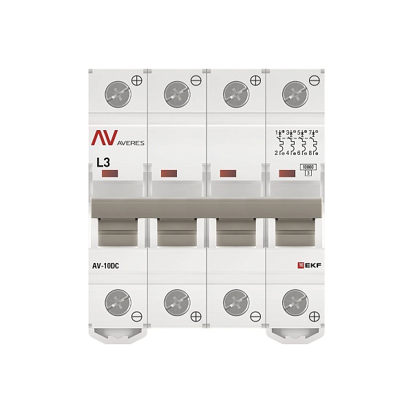 Выключатель автоматический AV-10 DC 4P 3A (L) 10kA EKF AVERES