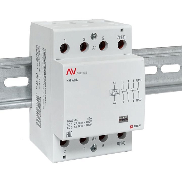 Контактор модульный КМ 40А 4NO 230В АС (3 мод.) AVERES EKF