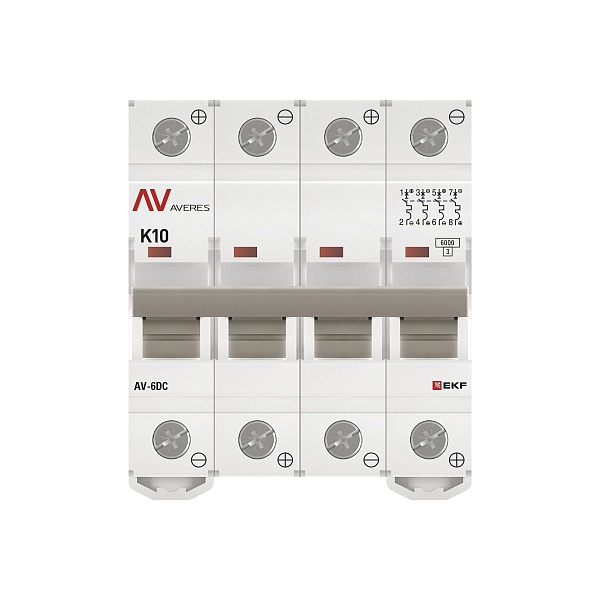 Выключатель автоматический AV-6 DC 4P 10A (K) 6kA EKF AVERES