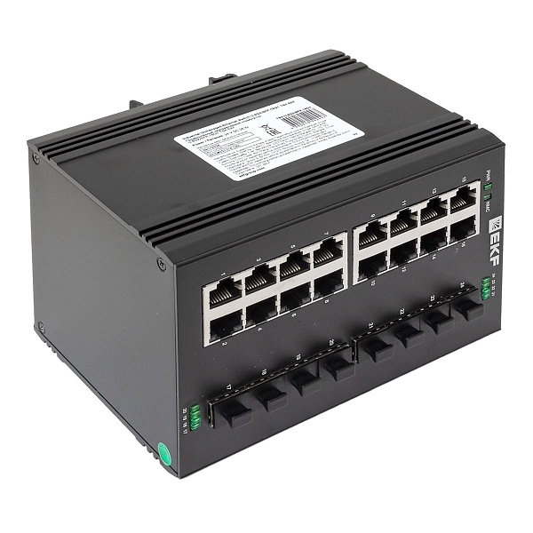 Промышленный неуправляемый коммутатор U-8GX/SFP-16GT, 8 портов 1000Base-X SFP, 16 портов 10/100/1000Base-T(X) RJ45, монтаж на динрейку TSX EKF