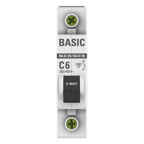 Автоматический выключатель ВА 47-29 1P 6А (C) 4,5кА BASIC