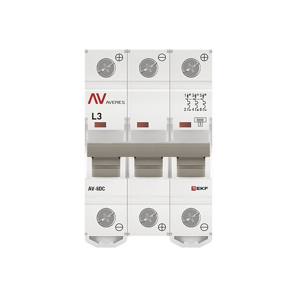 Выключатель автоматический AV-6 DC 3P 3A (L) 6kA EKF AVERES