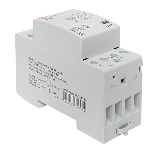 Контактор модульный КМ 25А 2NO+2NC 230В АС (2 мод.) AVERES EKF