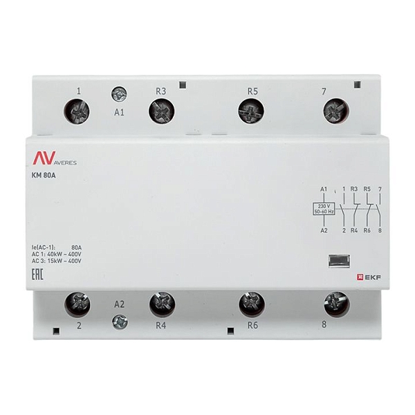 Контактор модульный КМ 80А 2NO+2NC 230В АС (6 мод.) AVERES EKF