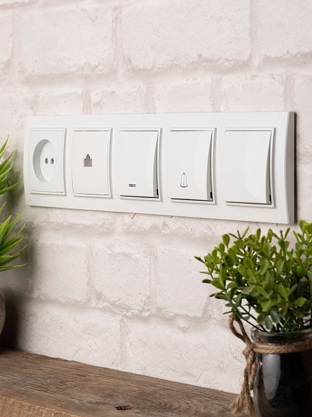 Рамка 5-местная горизонтальная Минск белая EKF
