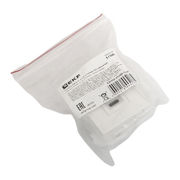 Розетка USB A+C, 2.1А, 2 гнезда, без индикатора, белая EKF