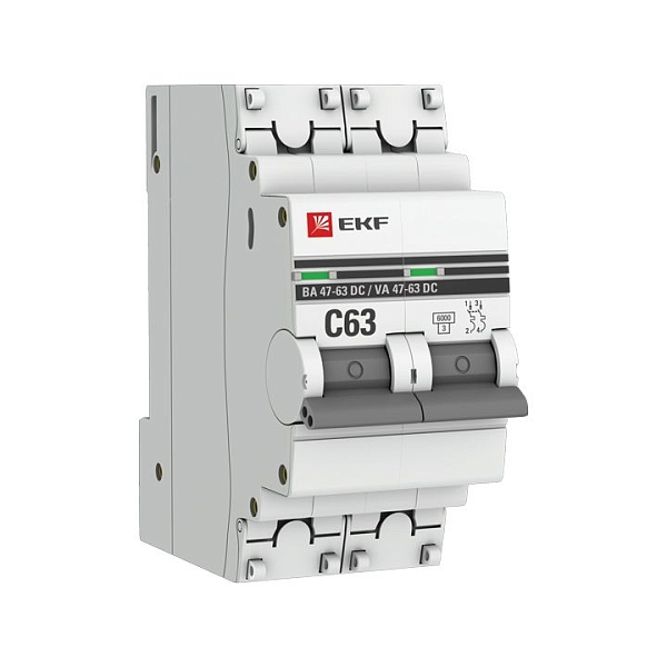 Автоматический выключатель ВА 47-63 DC 2P 63А (C) 6кА EKF PROXIMA
