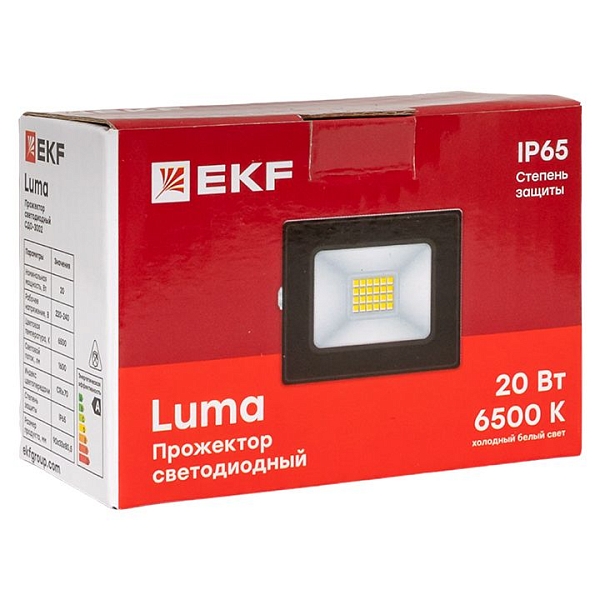 Прожектор светодиодный СДО-3002 20Вт 6500К IP65 LUMA EKF