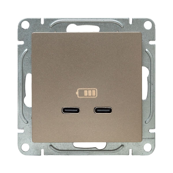 Механизм розетки USB-C - 2шт, шампань Эпика EKF