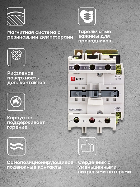 Контактор КМЭп-6 80А 1NO+1NC 24В DC EKF