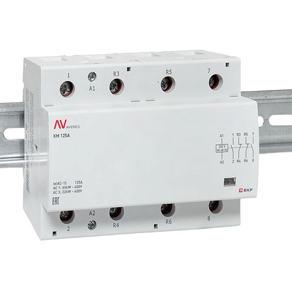 Контактор модульный КМ 125А 2NO+2NC 230В АС (6 мод.) AVERES EKF