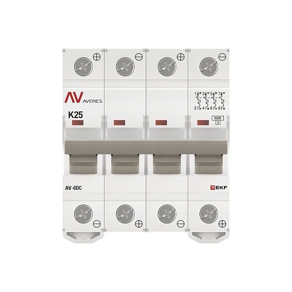 Выключатель автоматический AV-6 DC 4P 25A (K) 6kA EKF AVERES