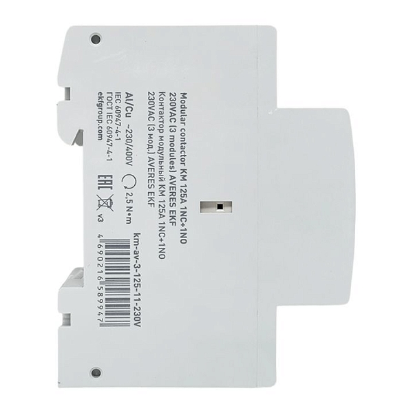 Контактор модульный КМ 125А 1NO+1NC 230В АС (3 мод.) AVERES EKF