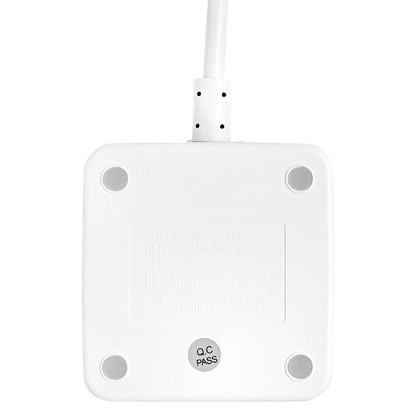 Удлинитель "Куб" 2 гнезда 2USB 2,4А+Type C + Ночник 1,3 метра 1мм2