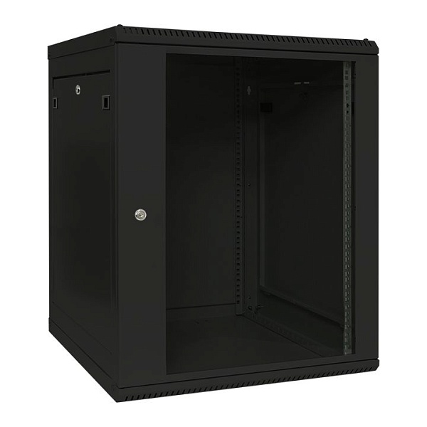 Шкаф настенный 19" TERACOM PRO 15U 600x600 мм дверь стеклянная с замком-ручкой чёрный