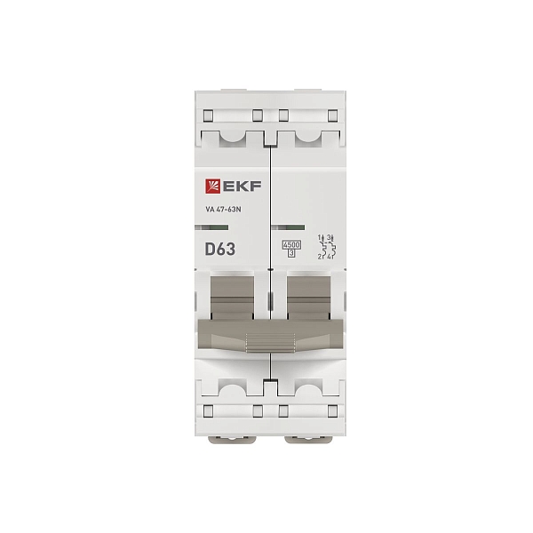 Автоматический выключатель ВА 47-63N 2P 63А (D) 4,5 кА PROXIMA EKF