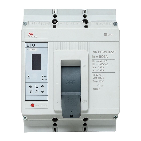Выключатель автоматический в литом корпусе AV-POWER-5/3 1000А 70кА ETU6.2 EKF