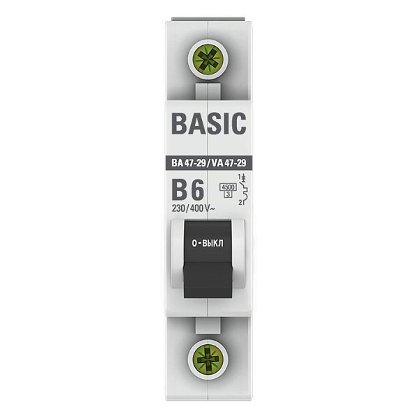 Автоматический выключатель ВА 47-29 1P 6А (B) 4,5кА BASIC