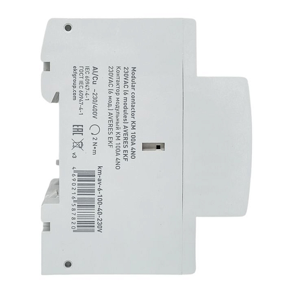 Контактор модульный КМ 100А 4NO 230В АС (6 мод.) AVERES EKF