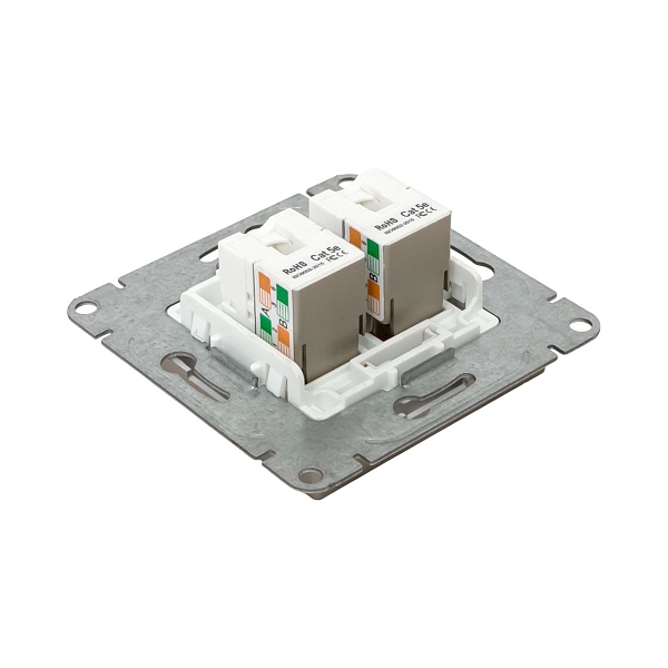 Механизм розетки RJ45 - 2шт, (cat5), шампань Эпика EKF