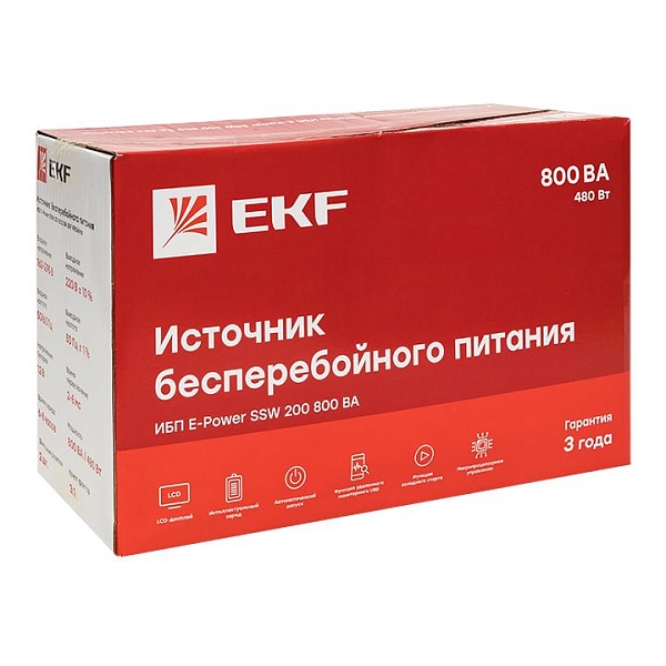 Источник Бесперебойного Питания Линейно-интерактивный E-Power SSW 200 800 ВА , 2xschuko,USB,RJ45