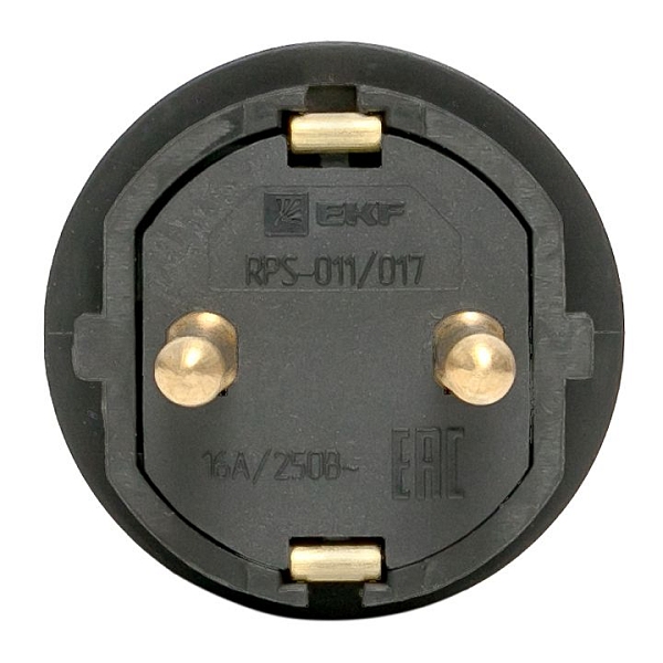 Вилка прямая каучуковая 230В, 2P+PE, 16A, IP44 EKF Марс