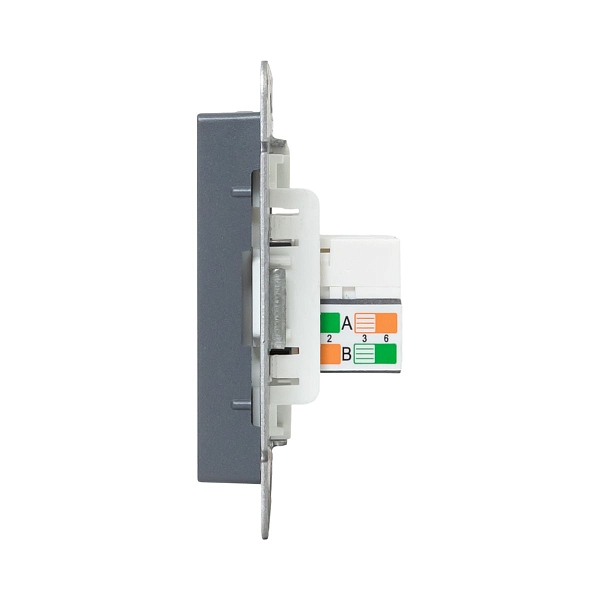 Механизм розетки RJ45 - 2шт, (cat5), графит Эпика EKF